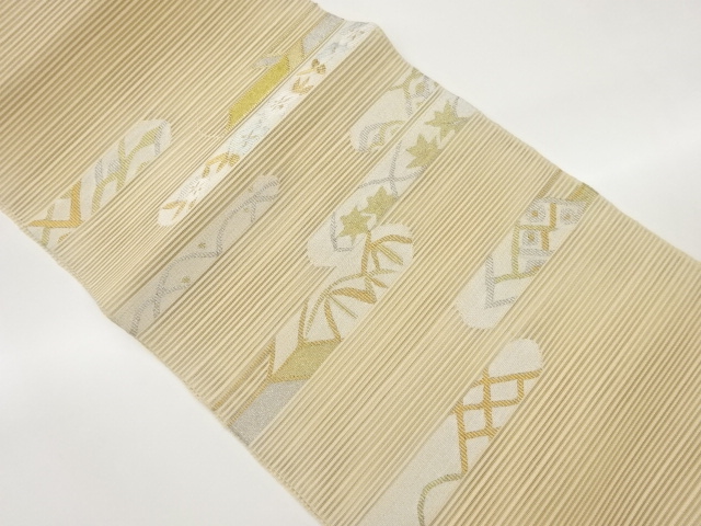 JAPANESE NAGOYA OBI FOR SUMMER / WOVEN STRIPE & GEOMETRIC